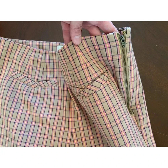 Anthropologie Essential Slim Pant Pink Tan Plaid Trouser Size 10 Career Work - Picture 8 of 14